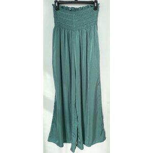 Mustard Seed Pants Size Small Elastic Waist Tiered Soft Pants Wide Leg Green NEW